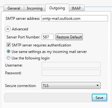 hotmail settings for outlook